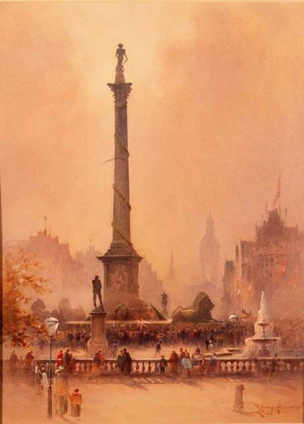 Obchody Trafalgar Day, Trafalgar Square (akwarela na papierze) autorstwa William Allister Macdonald