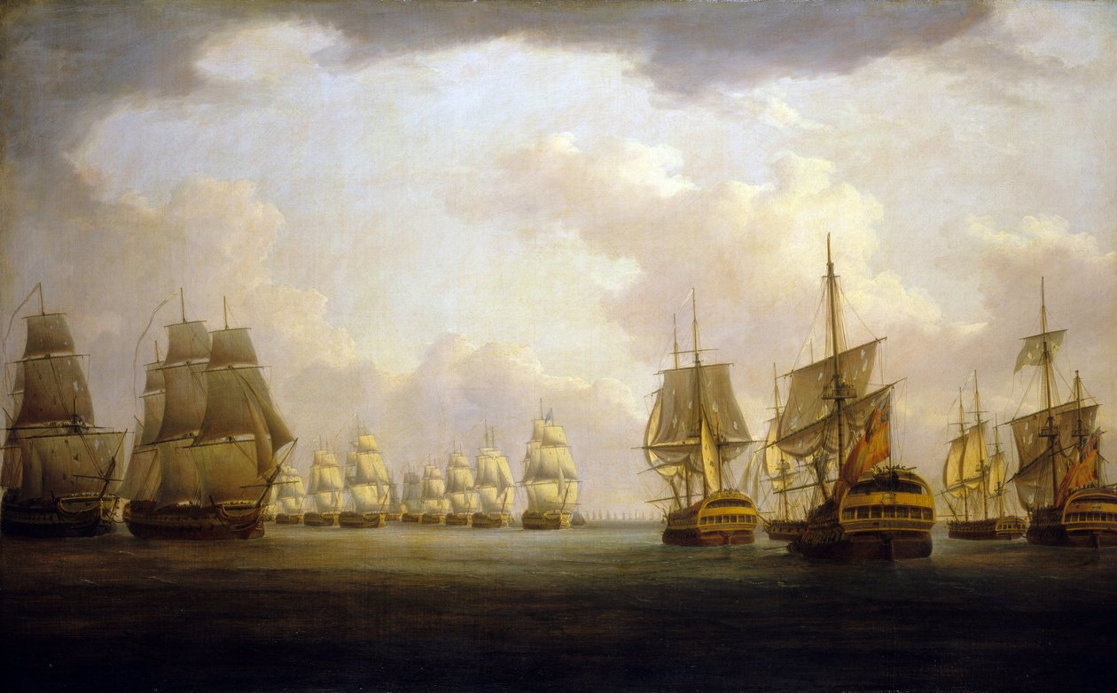 Bitwa o przylądek Finisterre (Finistère), początek XIX wieku (olej na płótnie) autorstwa William Anderson