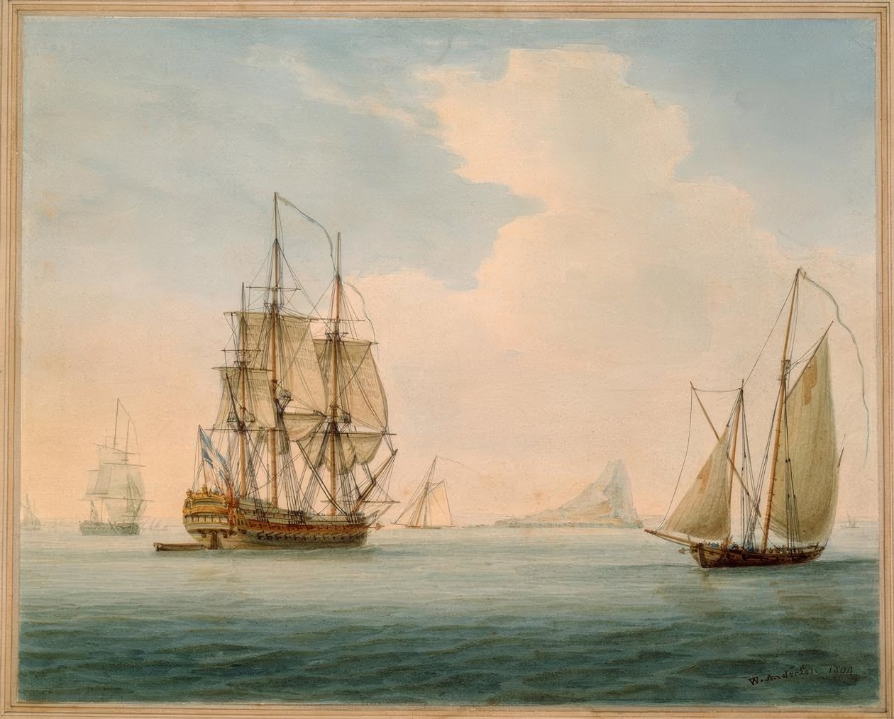 Brytyjski człowiek wojenny / akwarela W. Andersona, 1804 autorstwa William Anderson