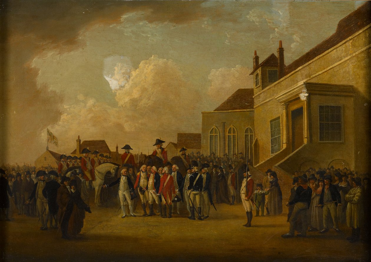 Fryderyk August, książę Yorku, dokonujący przeglądu wojsk we Flandrii, ok. 1794 r autorstwa William Anderson