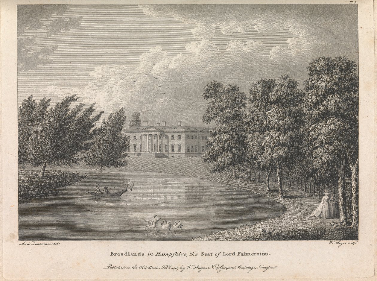 Broadlands w Hampshire, siedziba Lorda Palmerstona (wyd. W. Angus), tablica 1; strona 42 (tom pierwszy) autorstwa William Angus