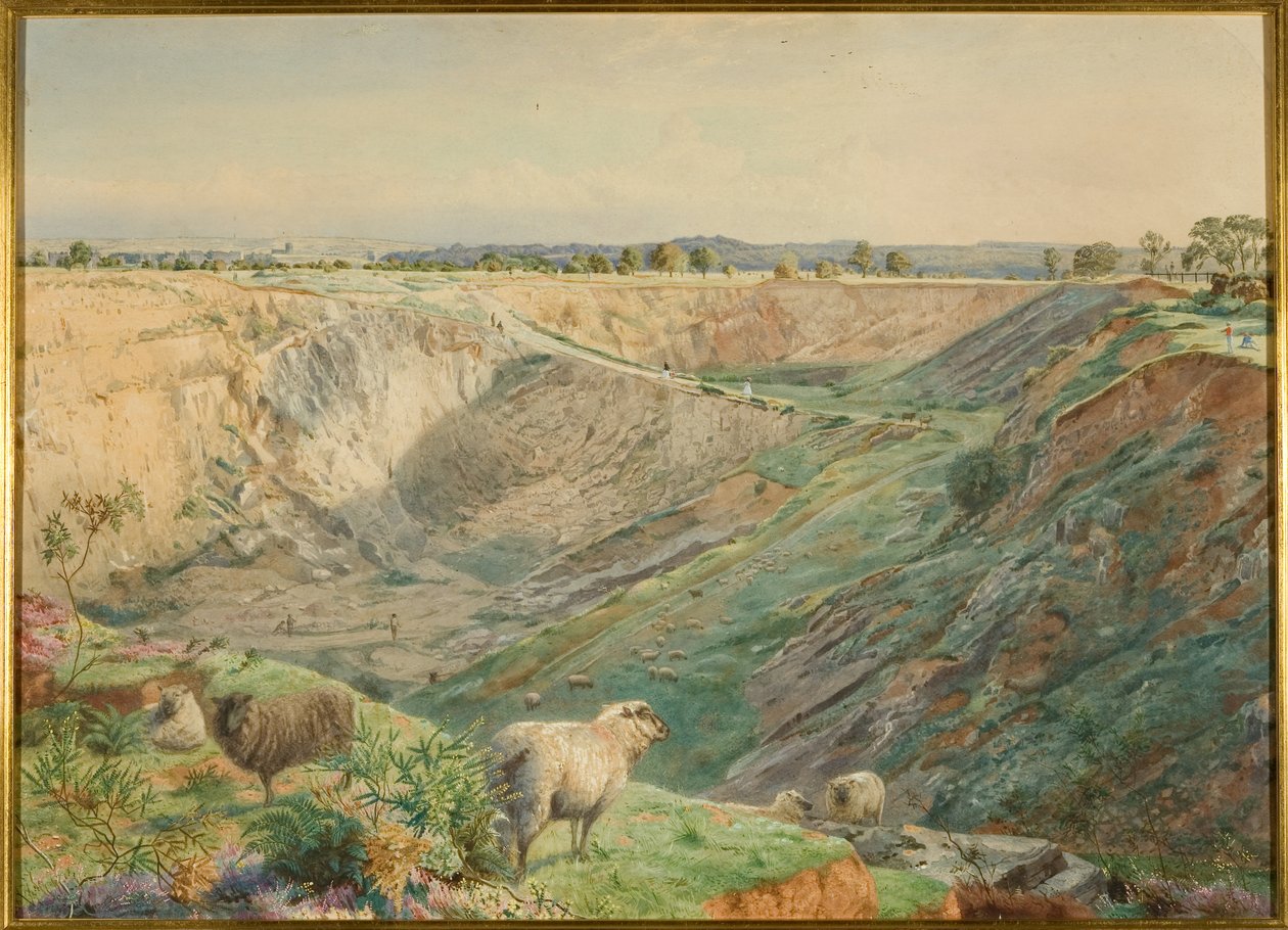 Quarry on Durdham Down, ok. 1865 (akwarela i farba do ciała na papierze) autorstwa William Arnee (attr. to) Frank