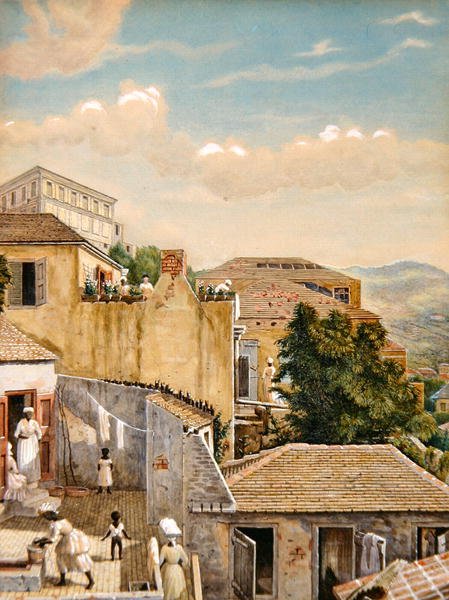Rodzina na dachu w St Thomas, Wyspy Dziewicze autorstwa William August Thulstrup