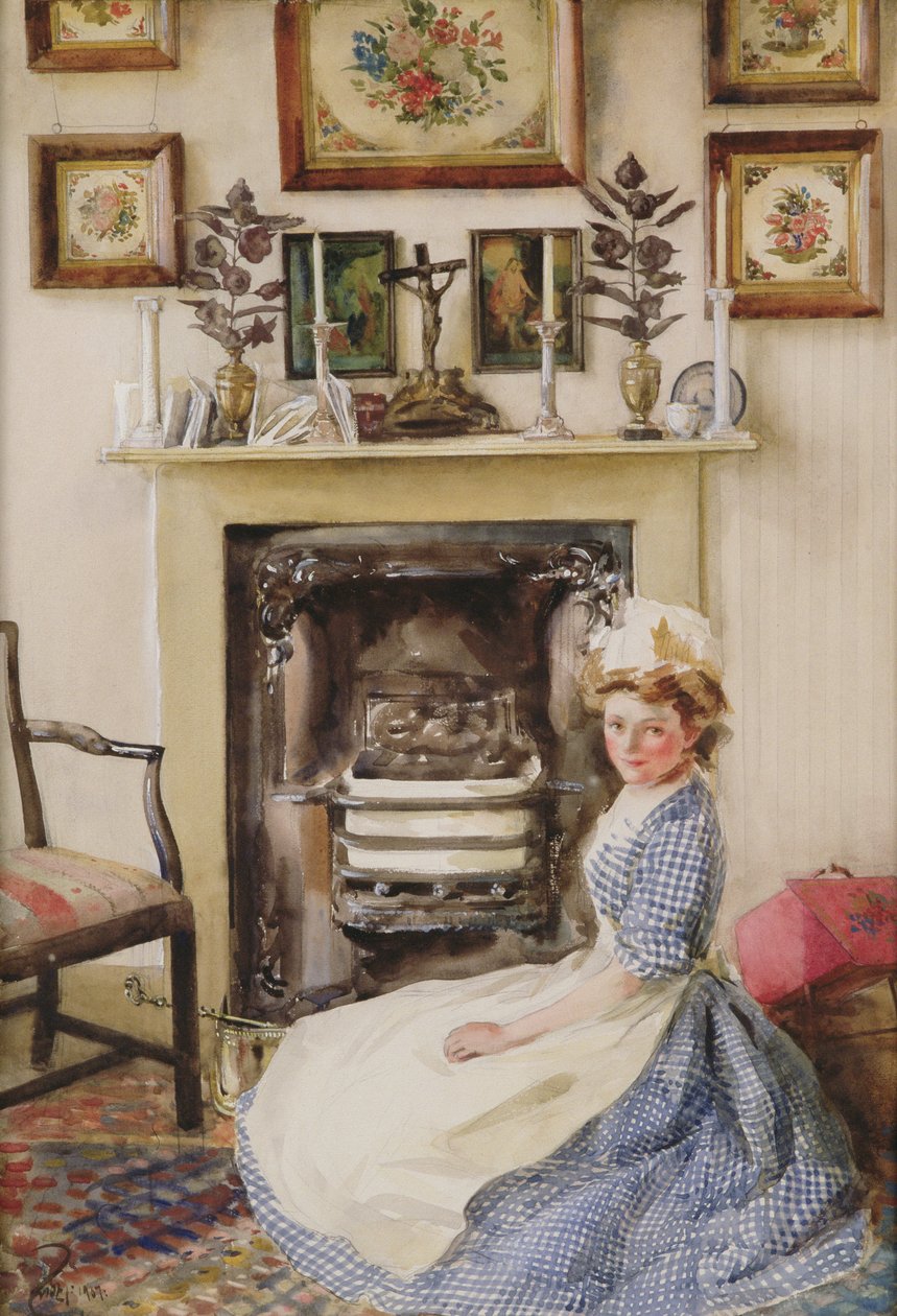 Blackleading the Fire Grille, 1907 (wc na papierze) autorstwa William B. E. Rankin