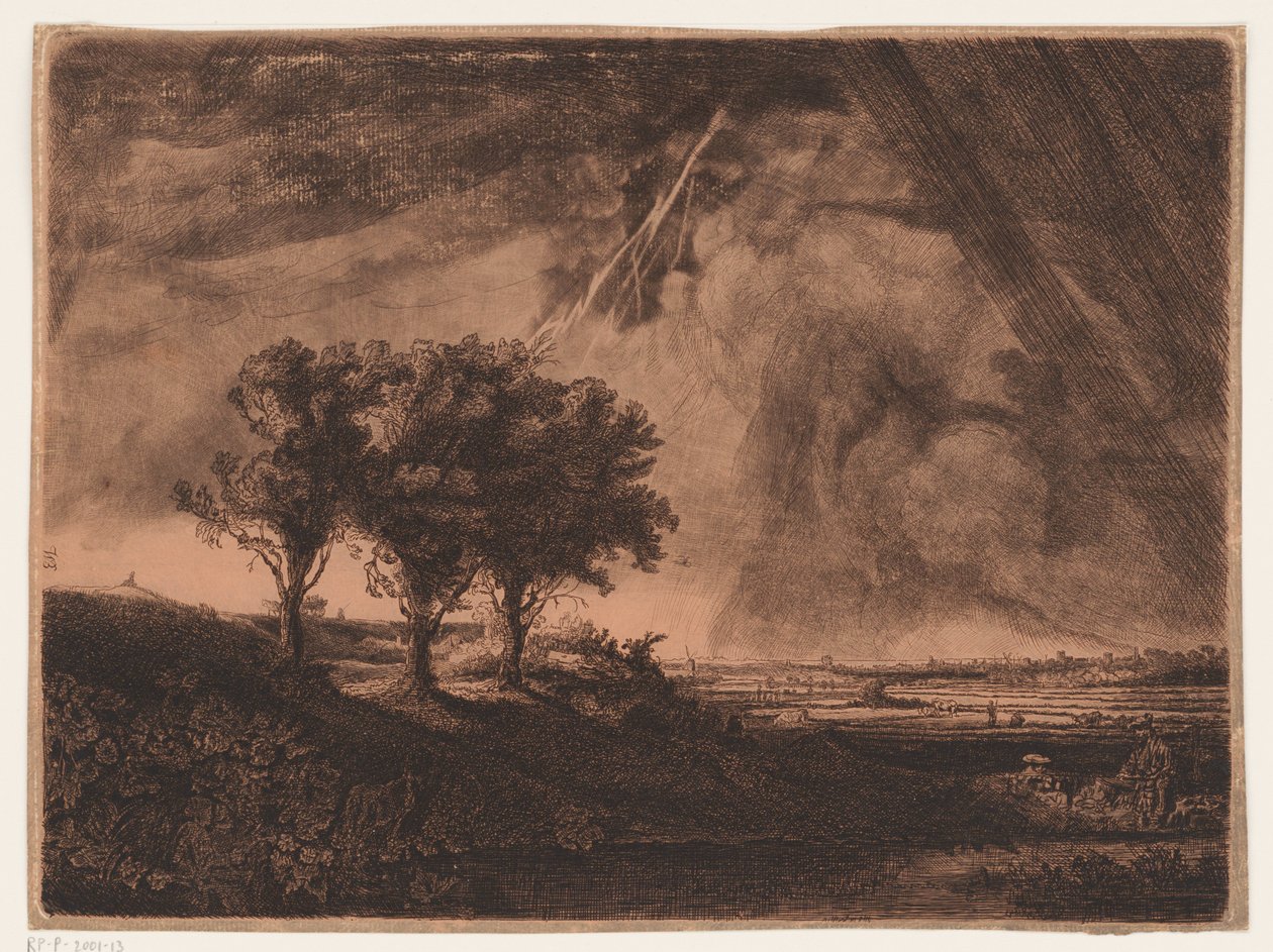 Trzy drzewa z piorunem autorstwa William Baillie