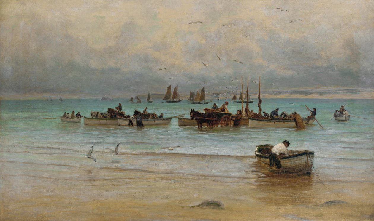 Ładowanie ryb podczas odpływu, St. Ives autorstwa William Banks Fortescue