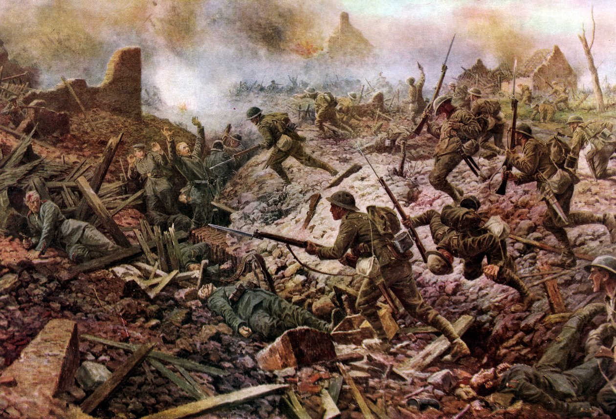 Londyńscy Terytorialsi w Pozières podczas bitwy nad Sommą autorstwa William Barnes (after) Wollen