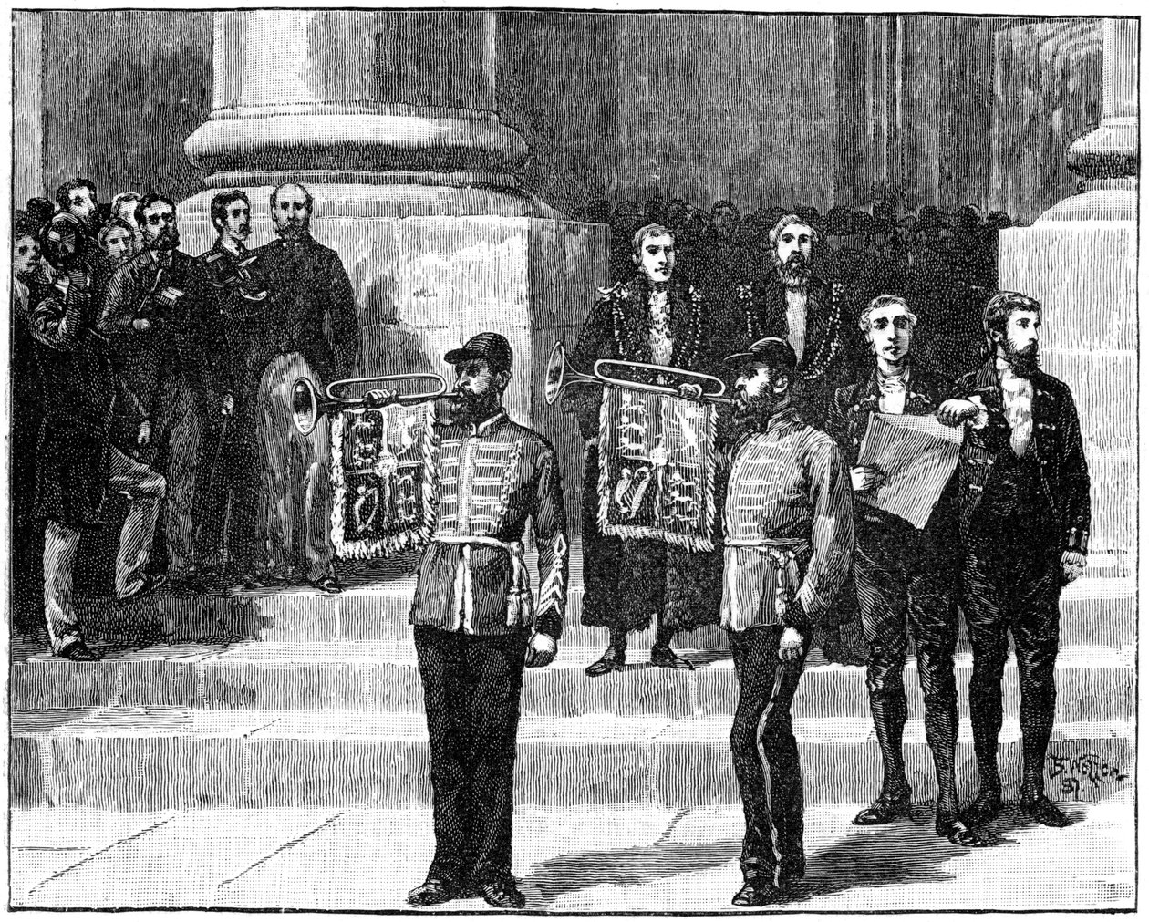 Heroldowie w Mansion House ogłaszający królową cesarzową Indii, Londyn, maj 1876, 1900 autorstwa William Barnes Wollen