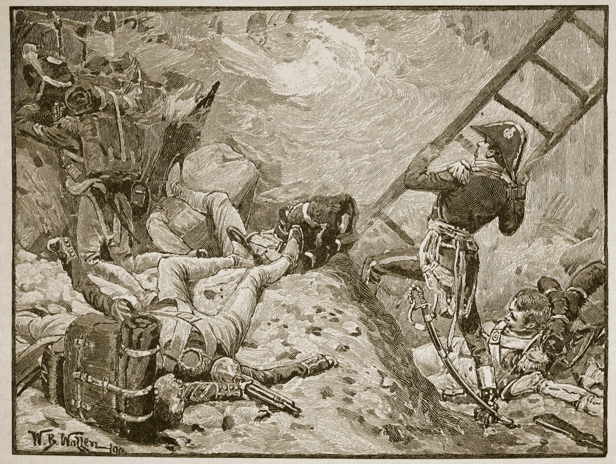 Marszałek Lannes w Ratyzbonie, ilustracja z „Ilustrowanej historii Anglii Cassella” (zdjęcie w sepii) autorstwa William Barnes Wollen