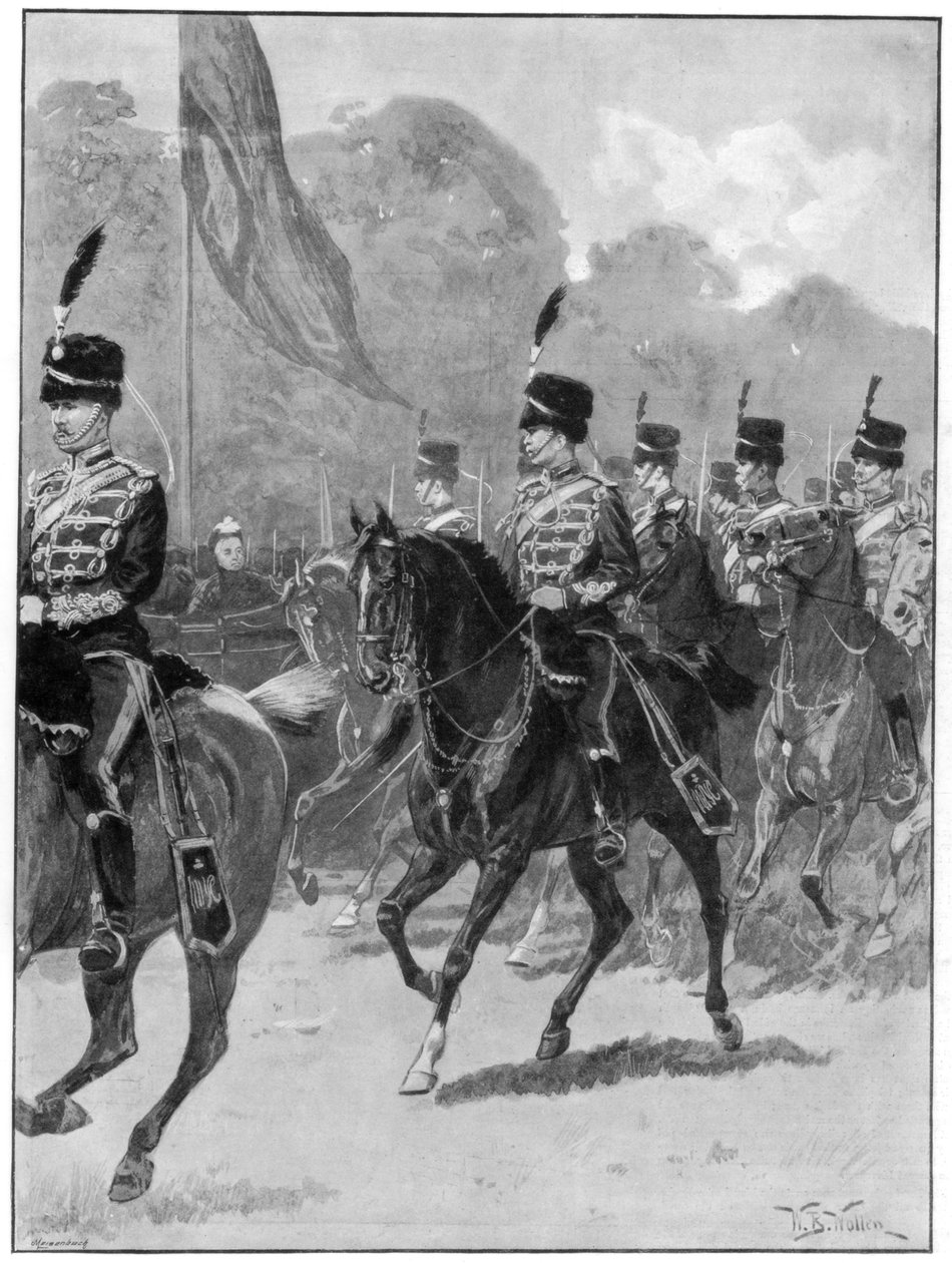 Przegląd 1. Brygady Yeomanry przez królową w Windsor Park, 1894. autorstwa William Barnes Wollen