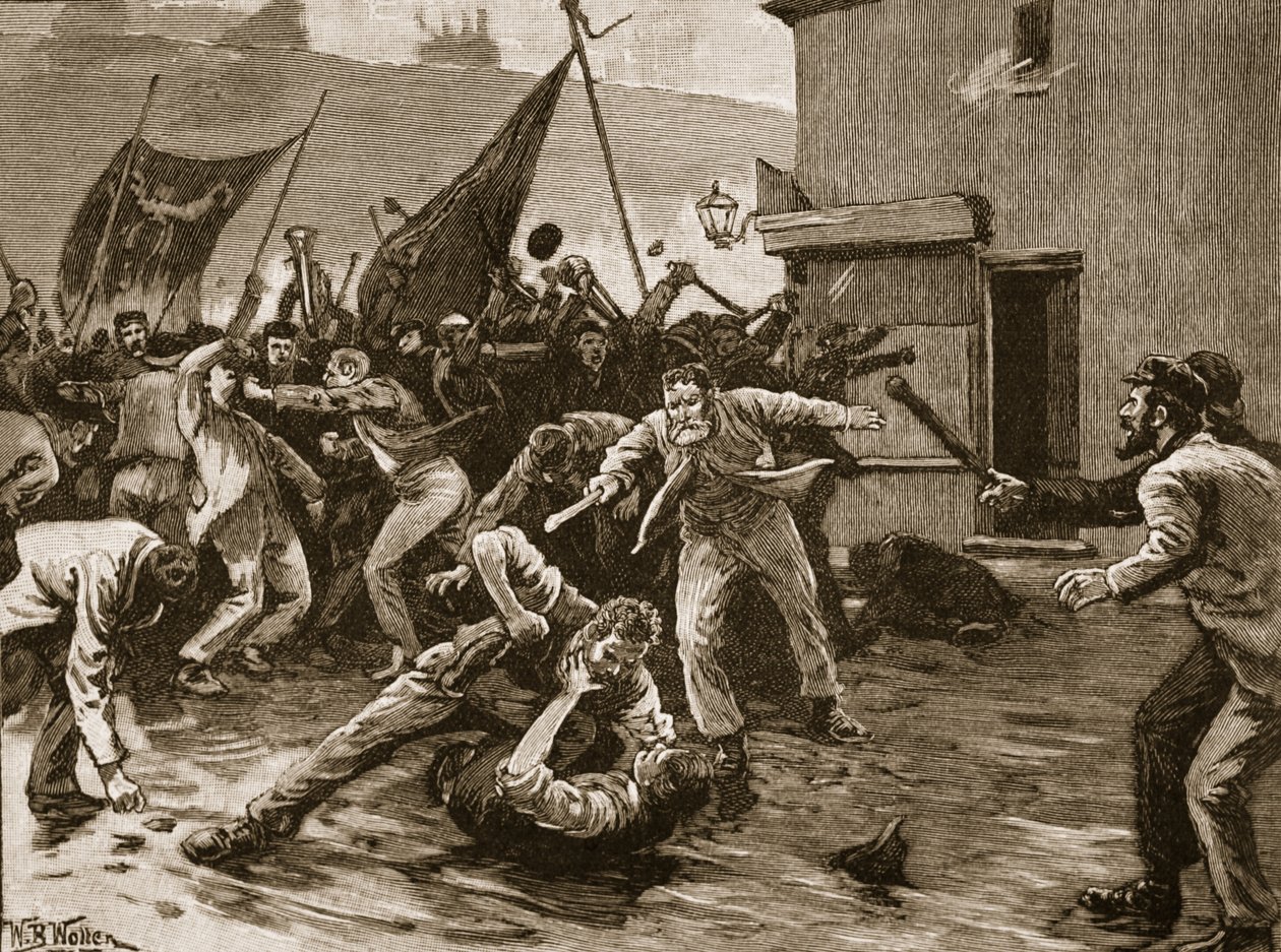 Zamieszki w Belfaście, 1886 r., ilustracja z "Cassell