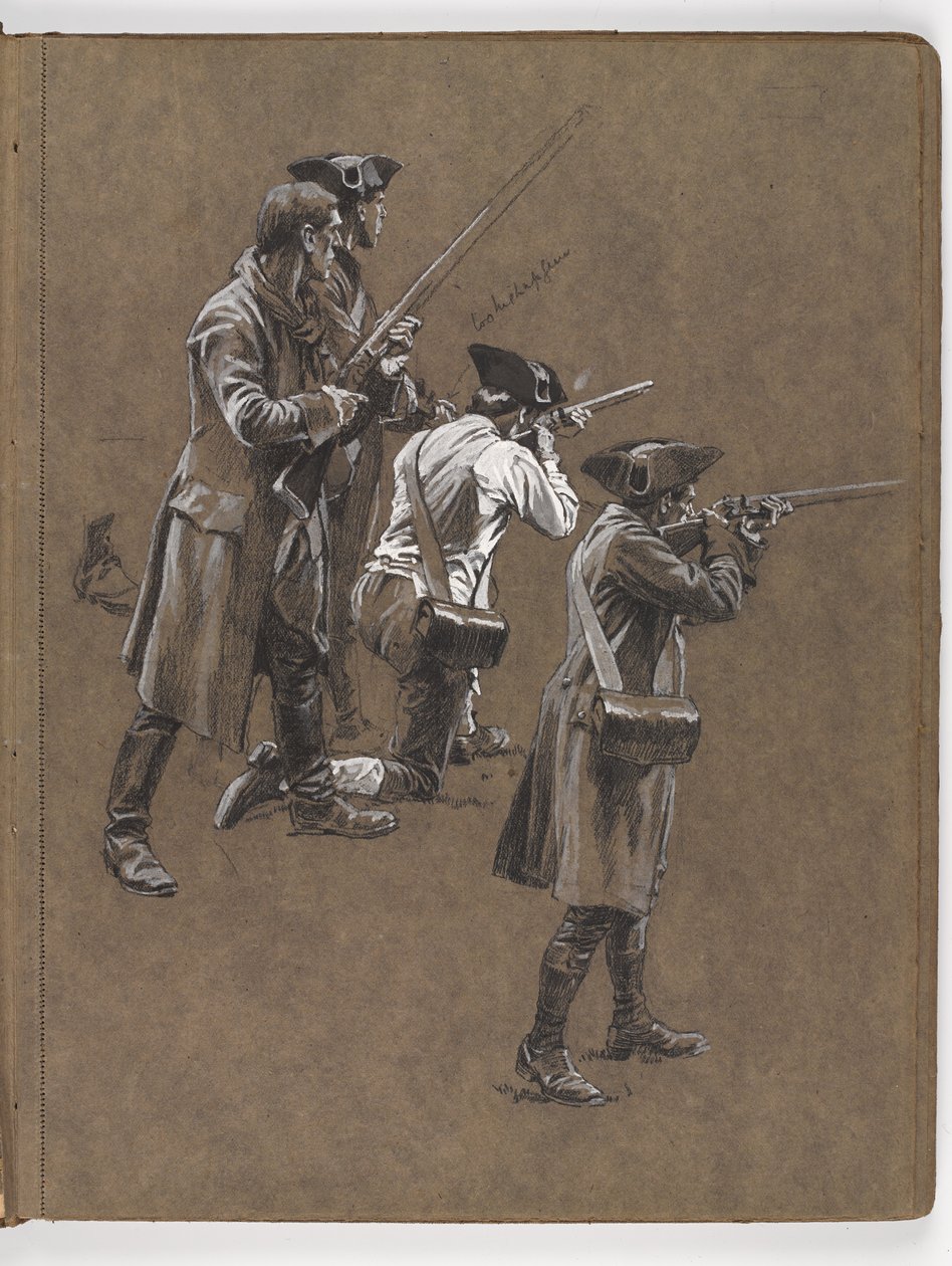 Studium do obrazu olejnego Williama Barnsa Wollena ?Bitwa pod Lexington 1775? autorstwa William Barnes Wollen