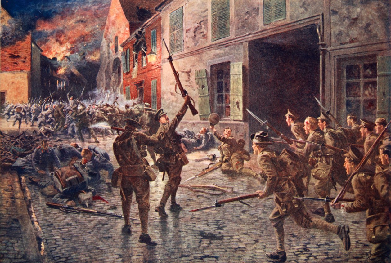 Straż Coldstream w Landrecies, sierpień 1914 autorstwa William Barnes Wollen