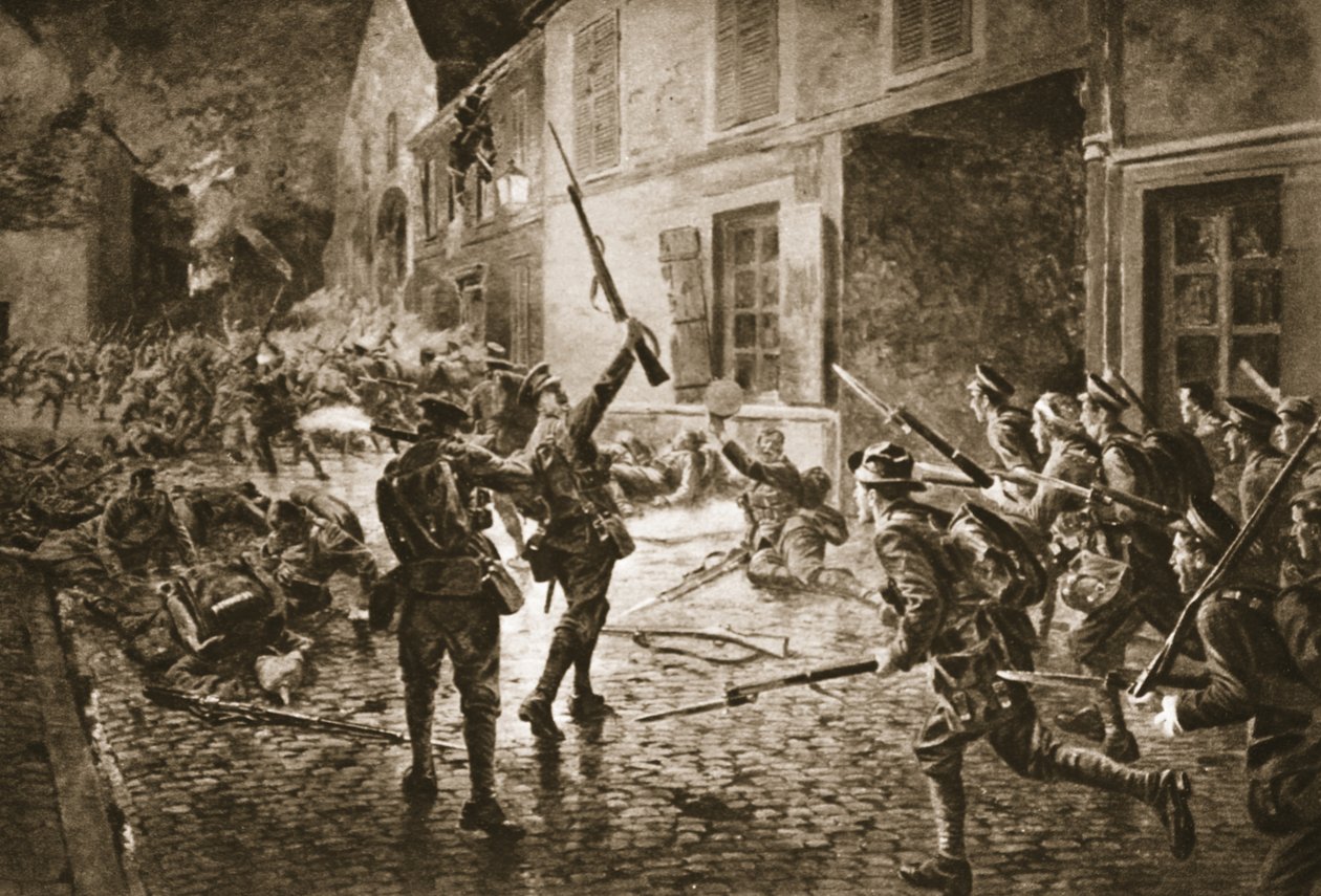Straż Coldstream w Landrecies, sierpień 1914 autorstwa William Barnes Wollen