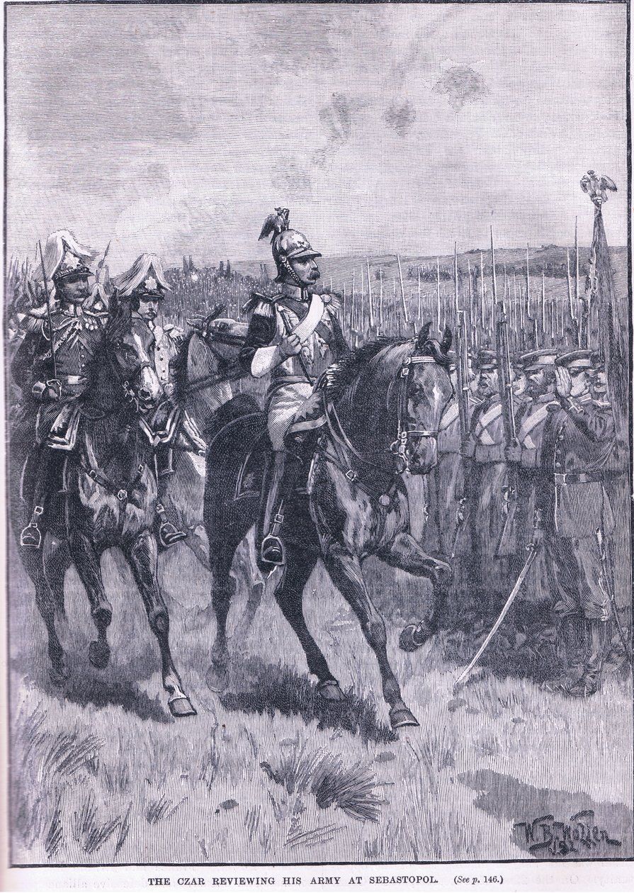 Car przeglądający swoją armię w Sewastopolu 1856 AD autorstwa William Barnes Wollen