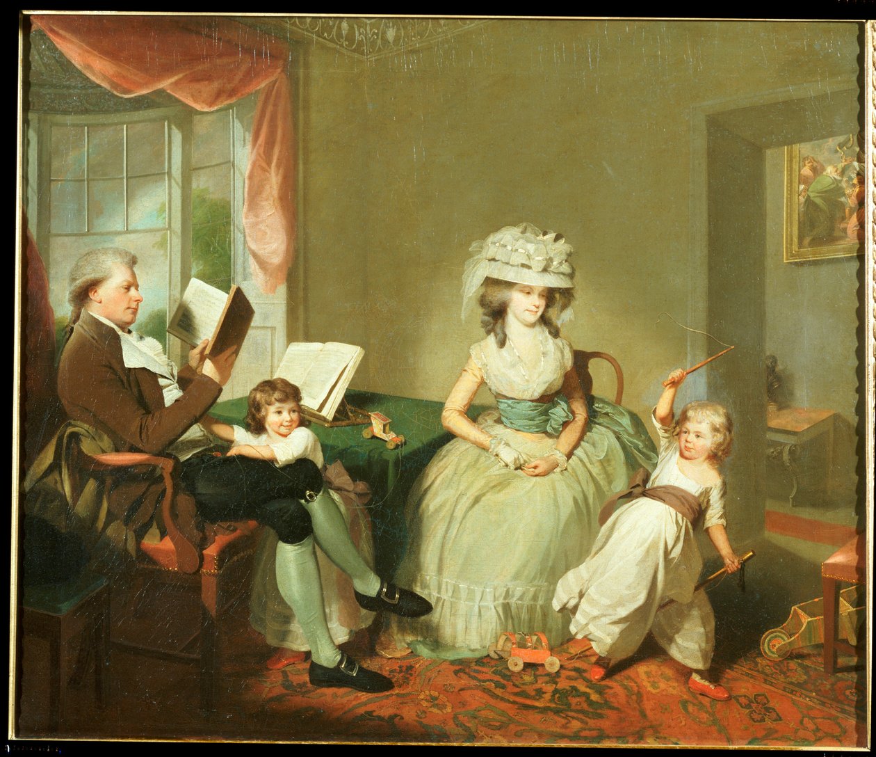 Grupowy portret państwa Hayward z dziećmi, Matyldą i Georgem, ok. 1789 r. autorstwa William Beechey