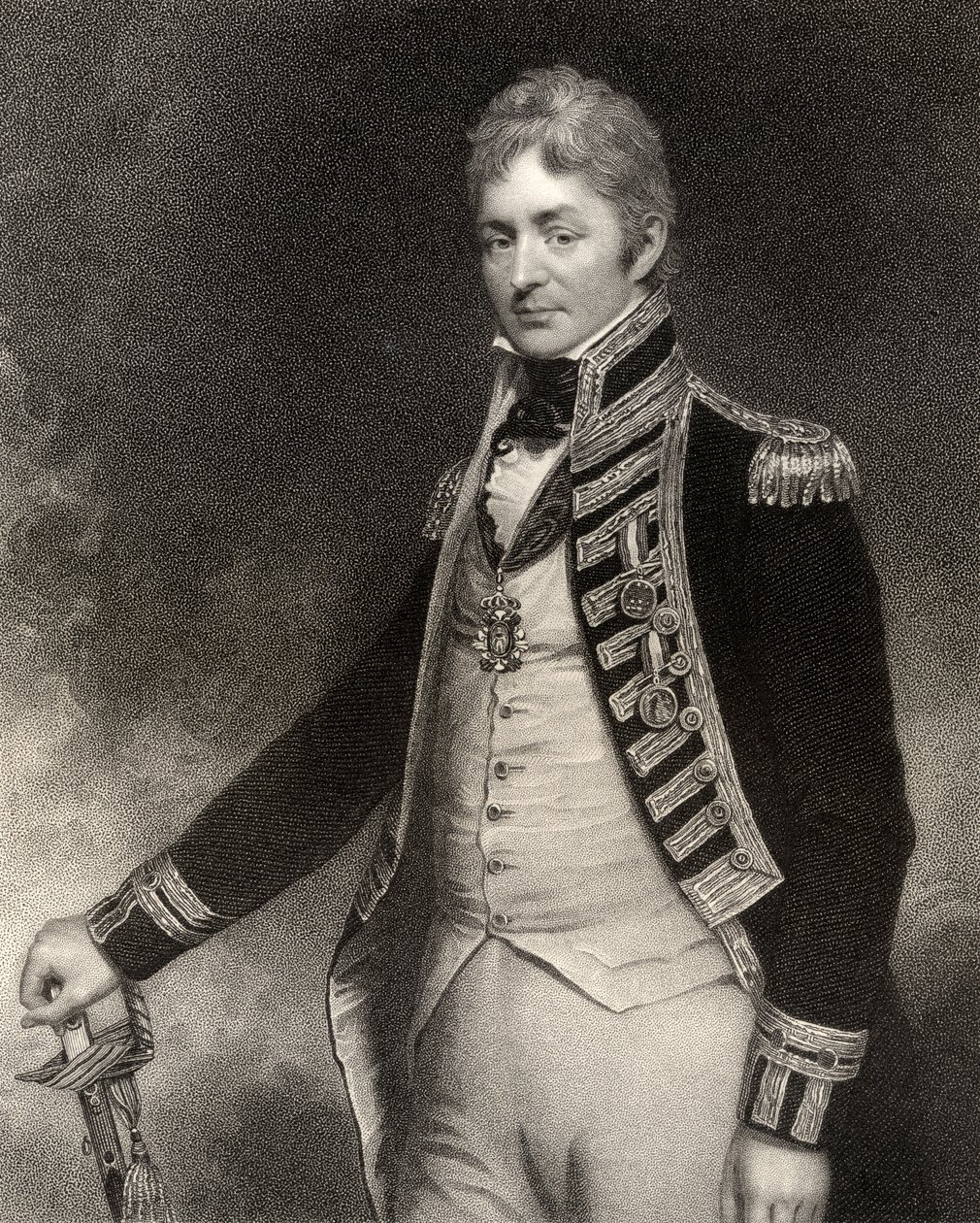 Sir Thomas Troubridge, 1. baronet, ryt. W. Holl, z „Narodowej Galerii Portretów, tom IV”, wydana ok. 1835 autorstwa William Beechey