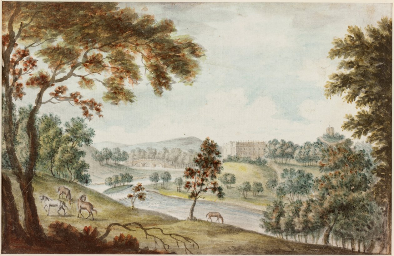 Generał Lamblan w Harraton niedaleko Chester-le-Street (ołówek i akwarela na papierze) autorstwa William Beilby