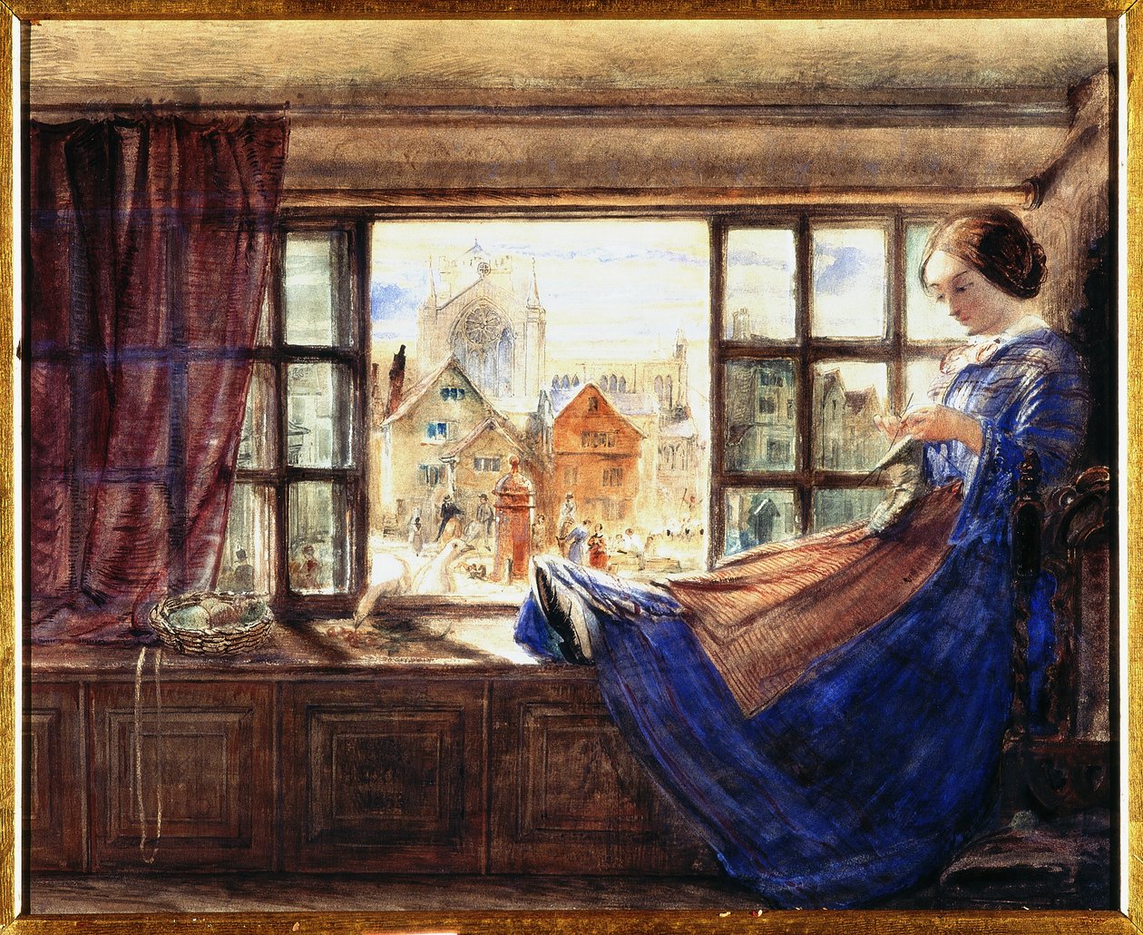 Hexham Market Place (akwarela na papierze) autorstwa William Bell Scott