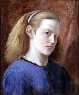Portret dziewczynki w błękicie (olej na płótnie) autorstwa William Bell Scott