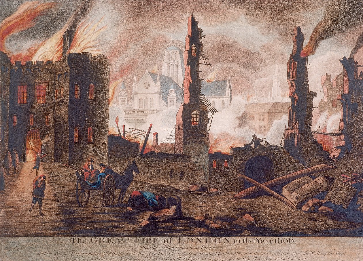 Ludgate, Wielki Pożar Londynu, Londyn, 1792 autorstwa William Birch