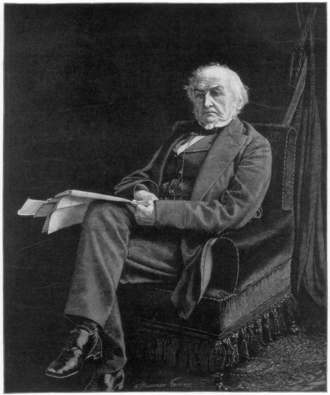 William Ewart Gladstone, mąż stanu i premier Brytyjskiej Partii Liberalnej, 1894. autorstwa William Biscombe Gardner
