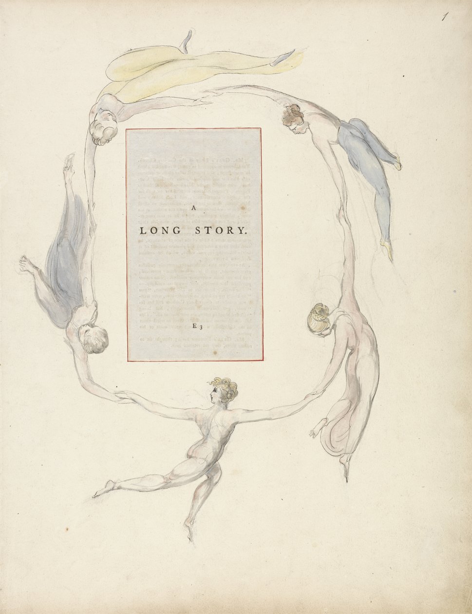 „Długa historia”, projekt 23r z „Wierszy Thomasa Graya” autorstwa William Blake