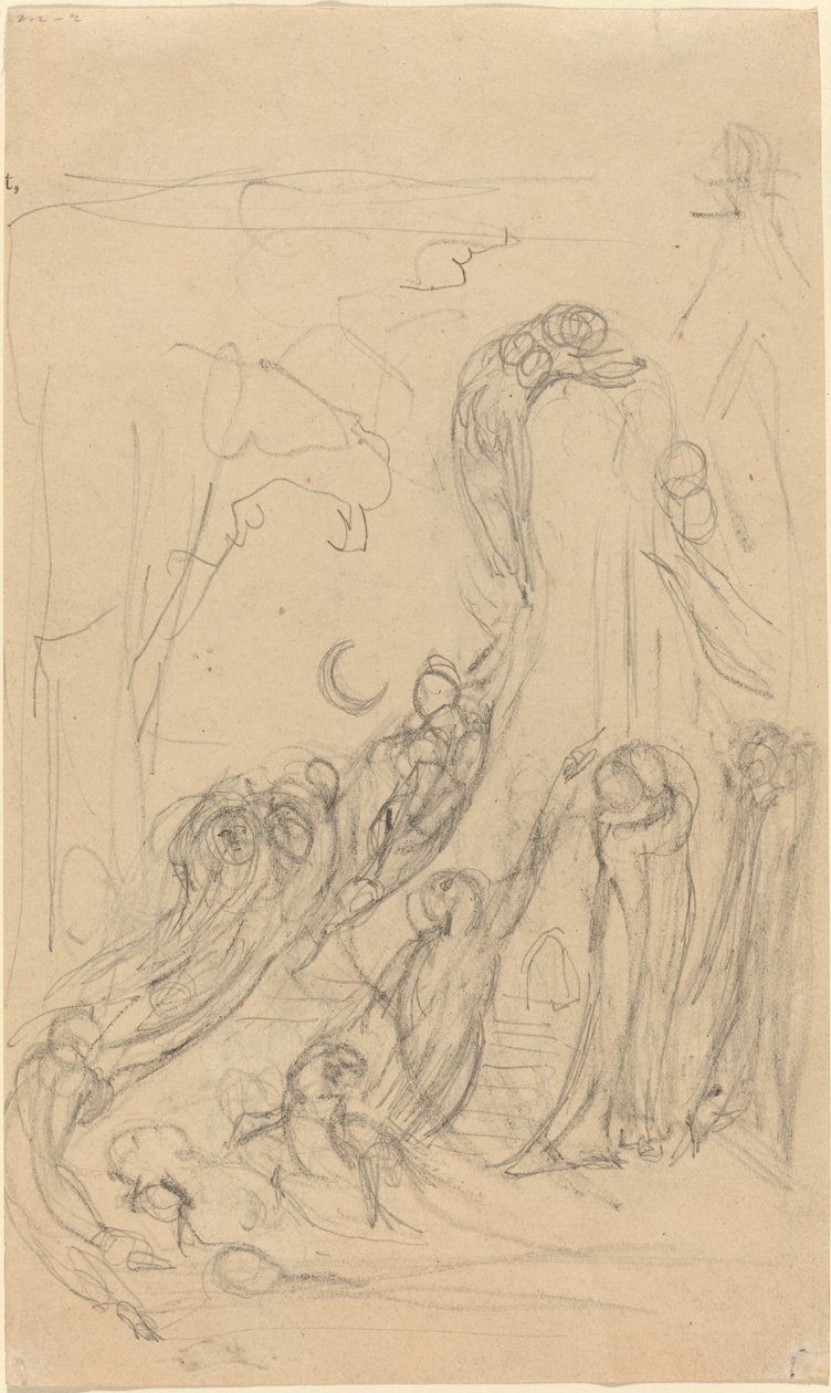 Scena Zmartwychwstania (Gambole duchów) [recto] autorstwa William Blake