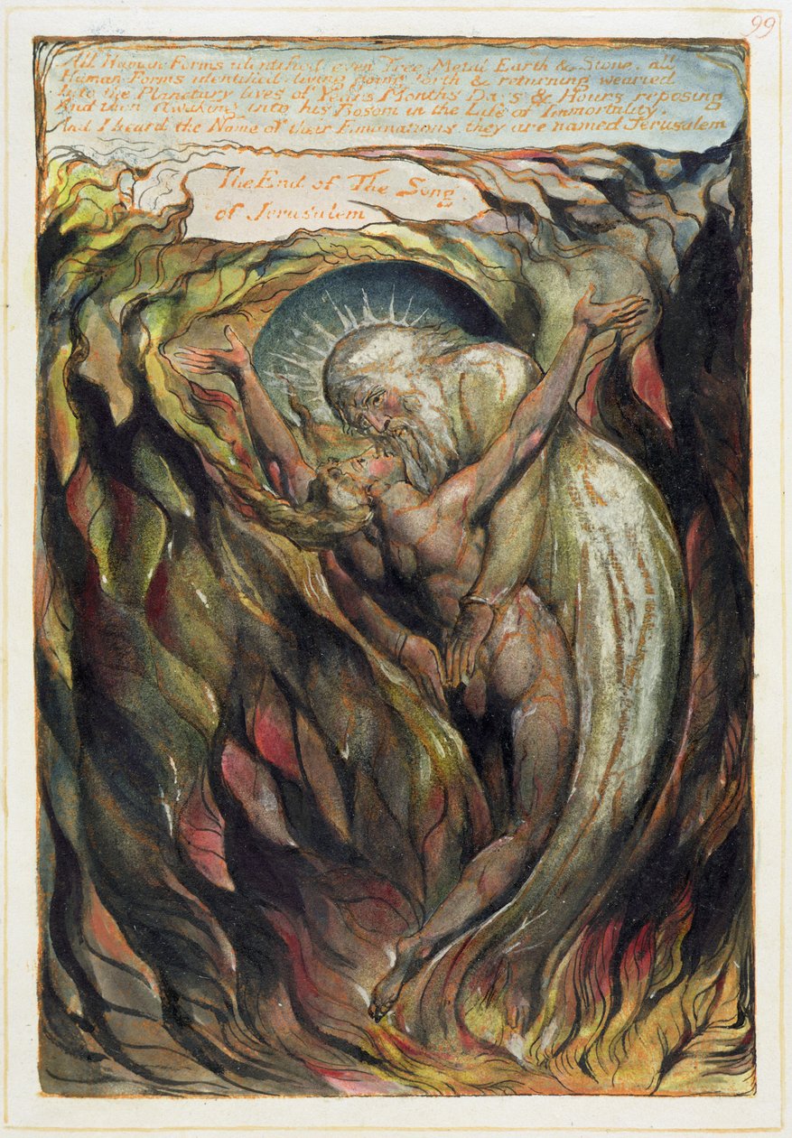 "Wszystkie ludzkie formy zidentyfikowane...", tablica 99 z "Jerozolimy" autorstwa William Blake
