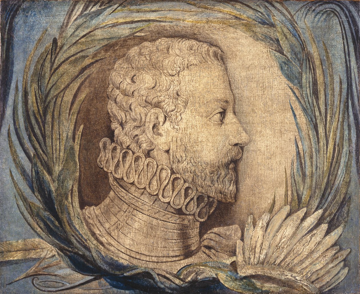 Alonso de Ercilla y Zúñiga, ok. 1800 (tempera na płótnie) autorstwa William Blake