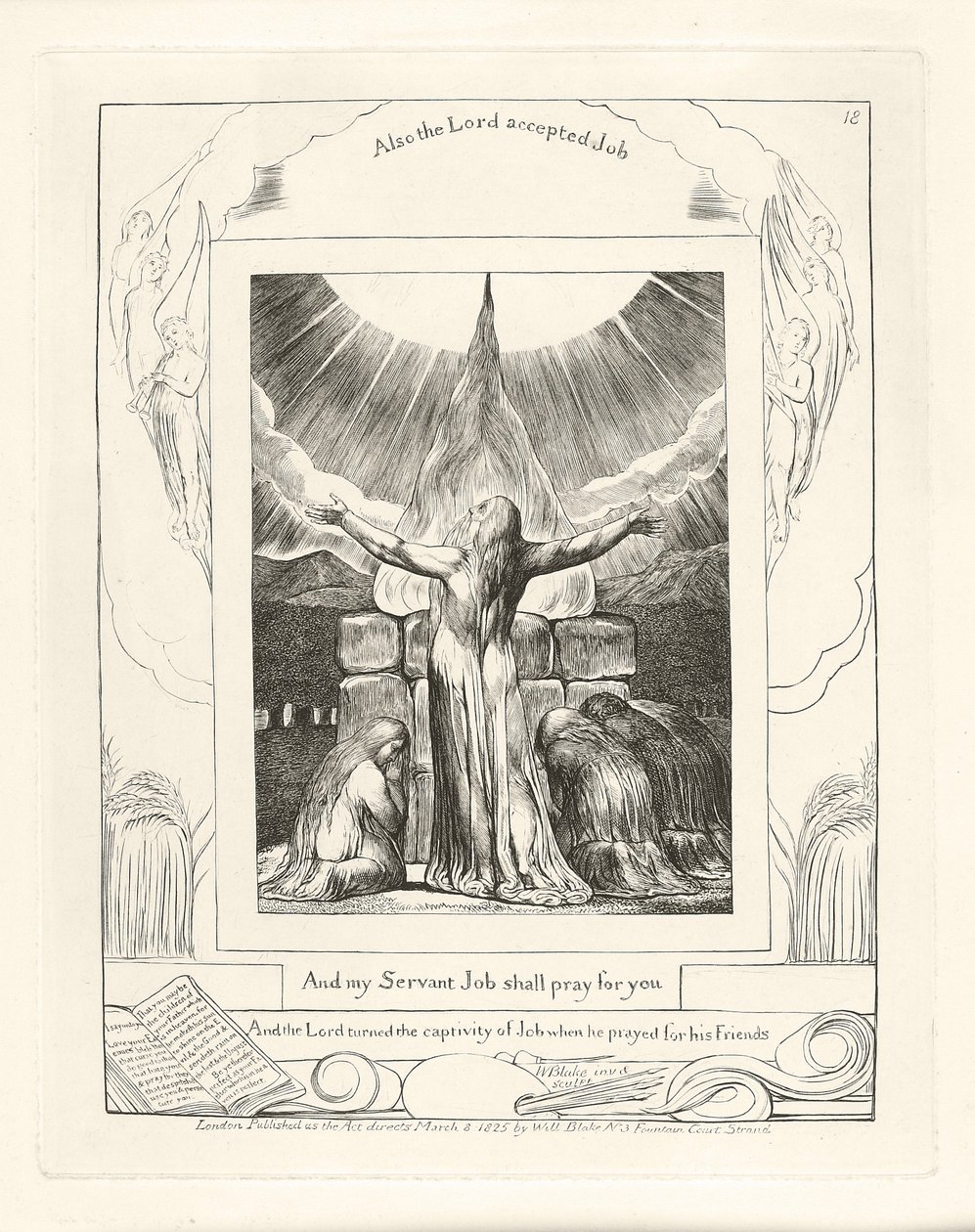 A mój sługa Hiob będzie się za was modlił, 1825 autorstwa William Blake