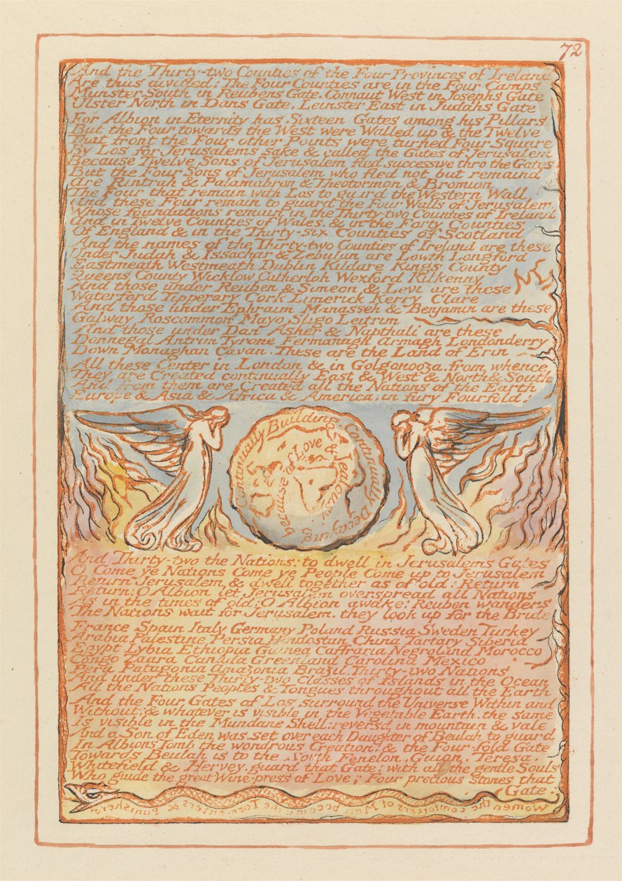 "Und die zweiunddreißig Grafschaften der vier Provinzen Irlands..." (Tafel 72) autorstwa William Blake