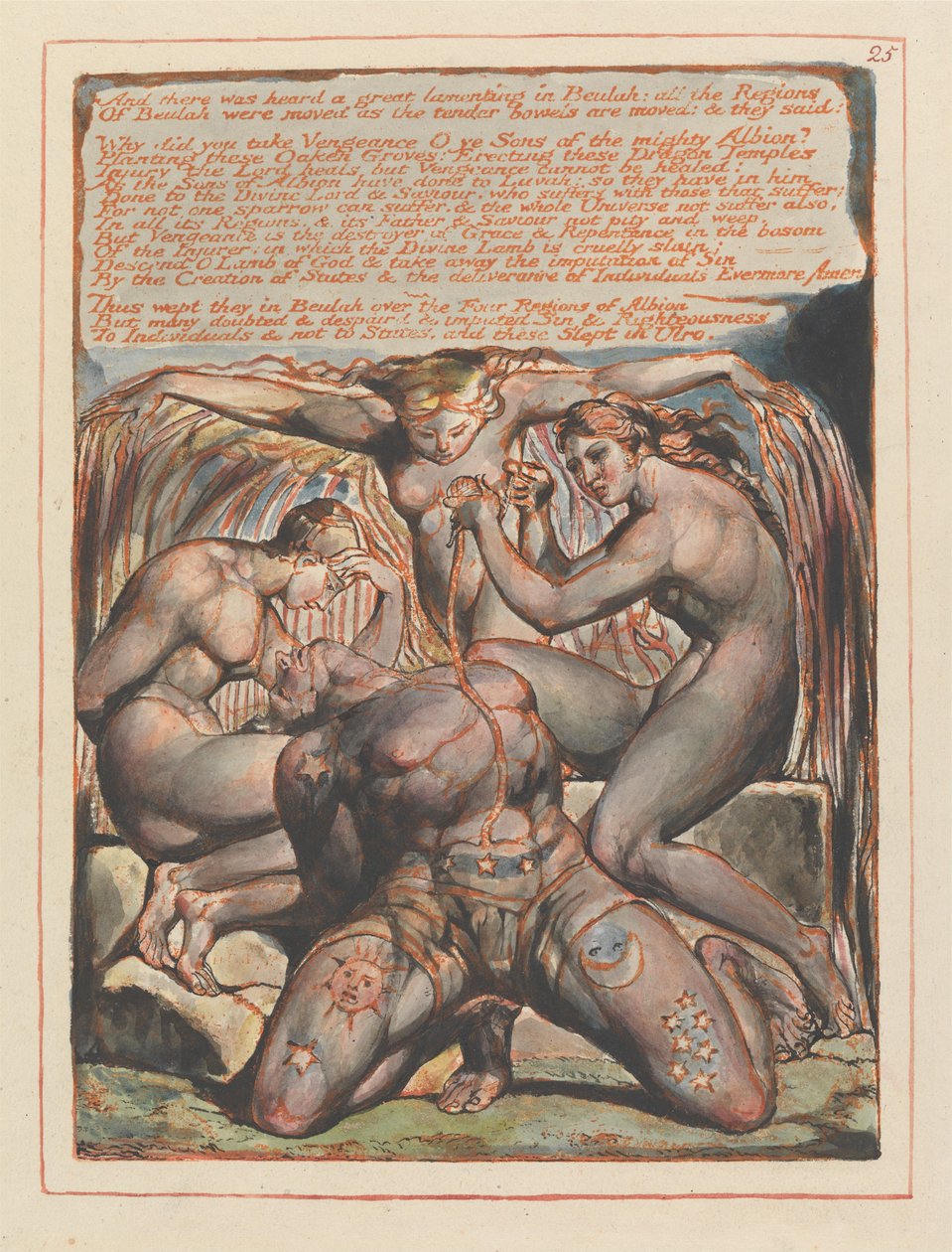 „I rozległ się wielki lament w Beulah...”; winieta końcowa rozdziału 1 (tablica 25) autorstwa William Blake