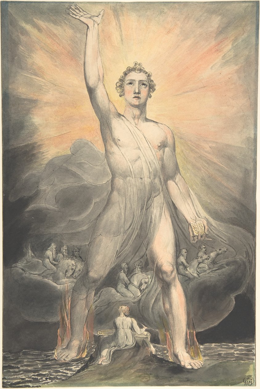 Anioł Apokalipsy (Apokalipsa św. Jana, rozdział 10) autorstwa William Blake