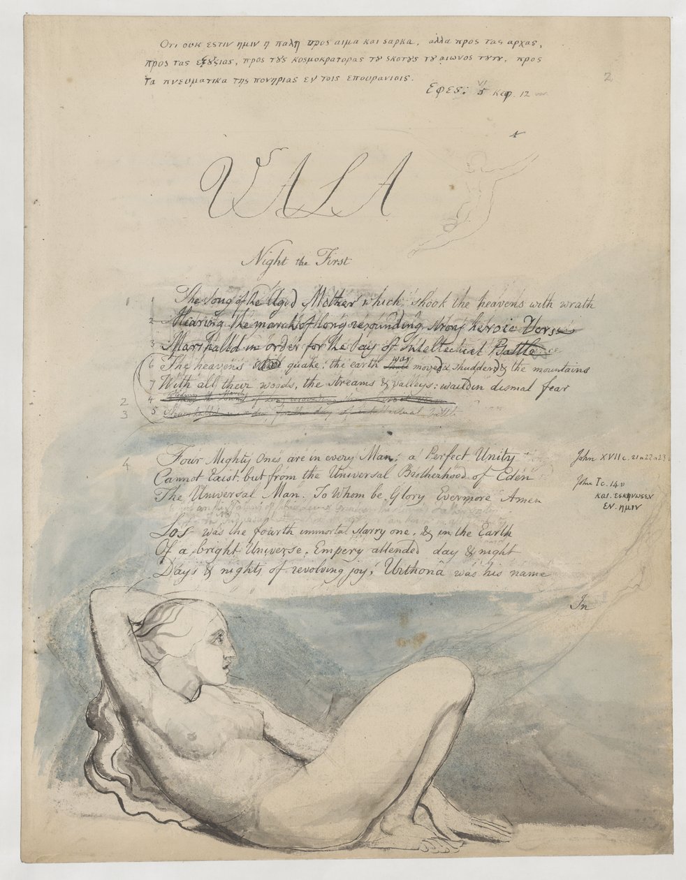 Początek „Czterech Zoas” autorstwa William Blake