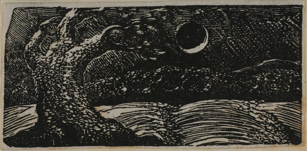 Zwalone drzewo i spłaszczone rośliny, z Pastorals of Virgil autorstwa William Blake