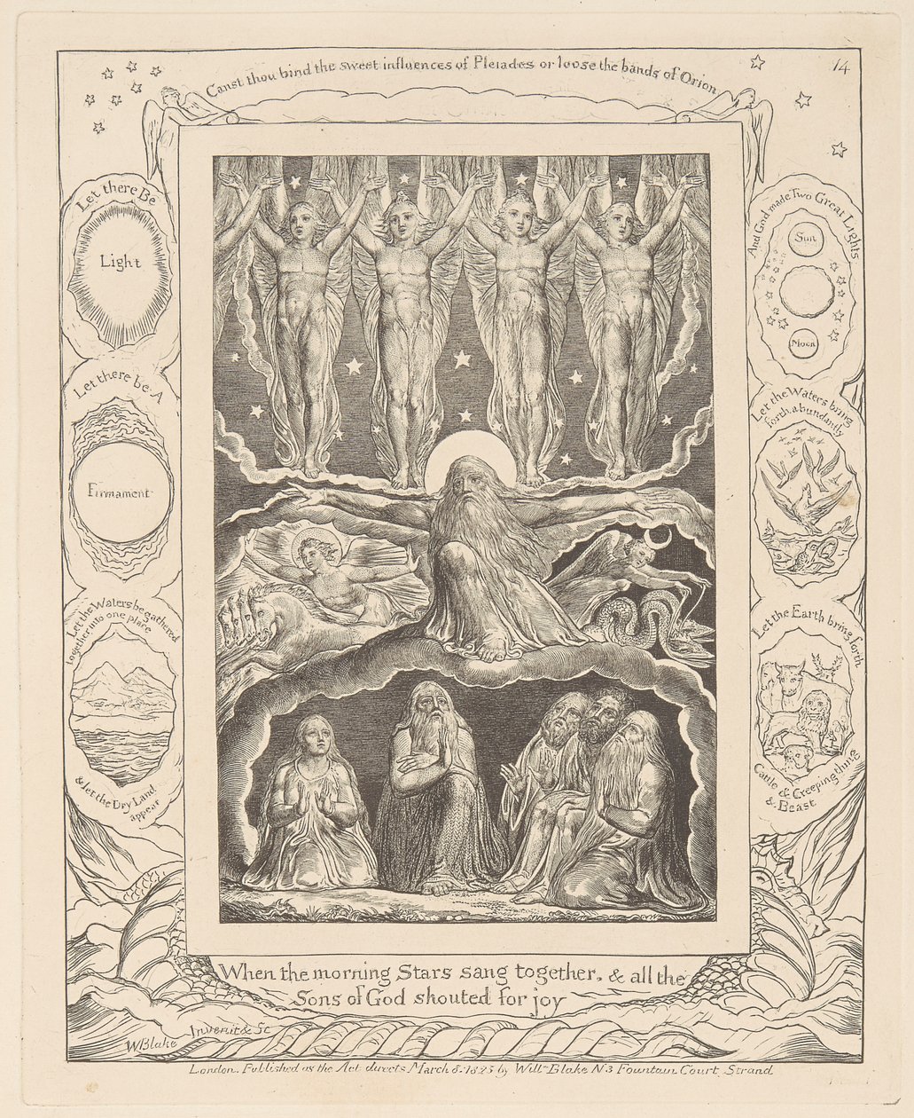 Księga Hioba, płyta 14, Kiedy gwiazdy poranne śpiewały razem autorstwa William Blake