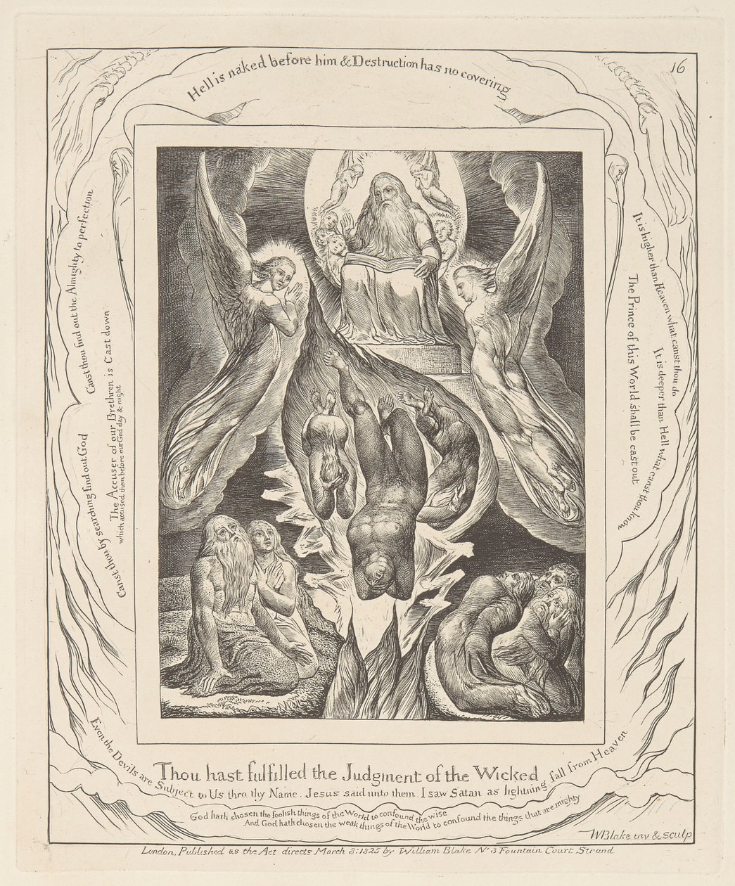 Księga Hioba, płyta 16, Upadek szatana autorstwa William Blake