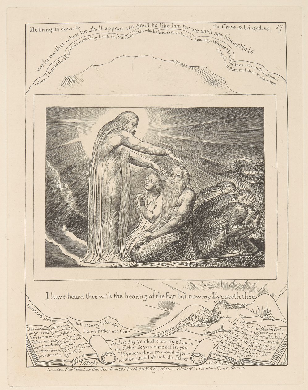 Księga Hioba, płyta 17, Wizja Chrystusa autorstwa William Blake