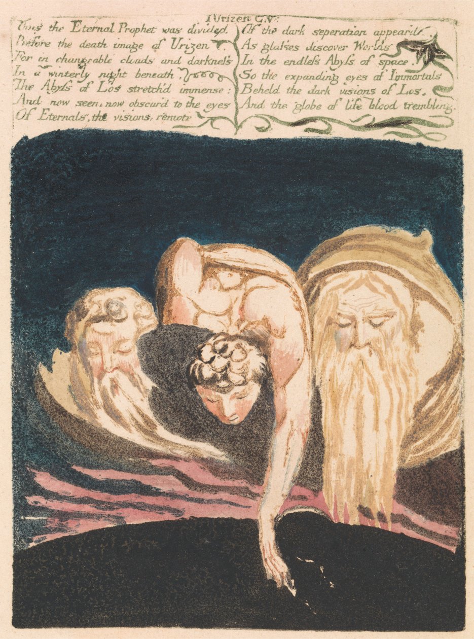 Pierwsza Księga Urizena, płyta 13, „W ten sposób Wieczny Prorok został podzielony…” (Bentley 15) autorstwa William Blake