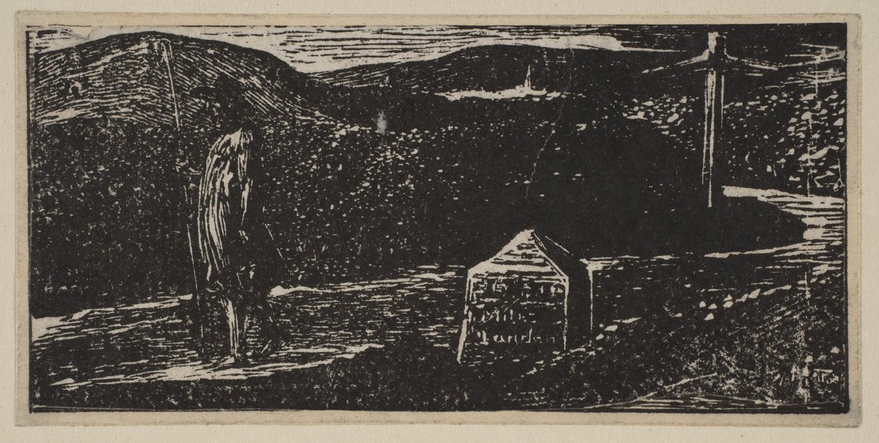 Colinets Journey: Milestone Marked LXII Miles do Londynu, z Thorntons Pastorals of V..., 1821. autorstwa William Blake