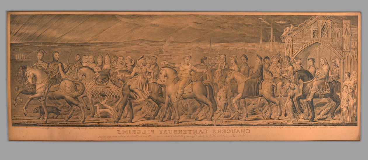 Kupferplatte für Chaucers Canterbury Pilger autorstwa William Blake