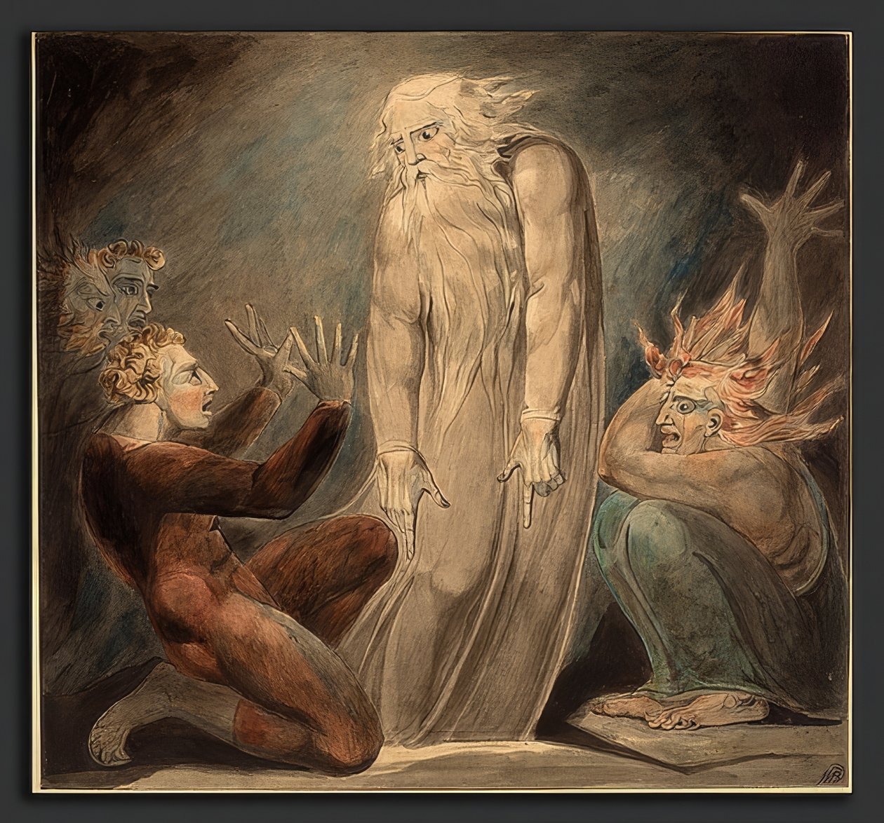 Duch Samuela ukazuje się Saulowi. Około 1800 r. autorstwa William Blake