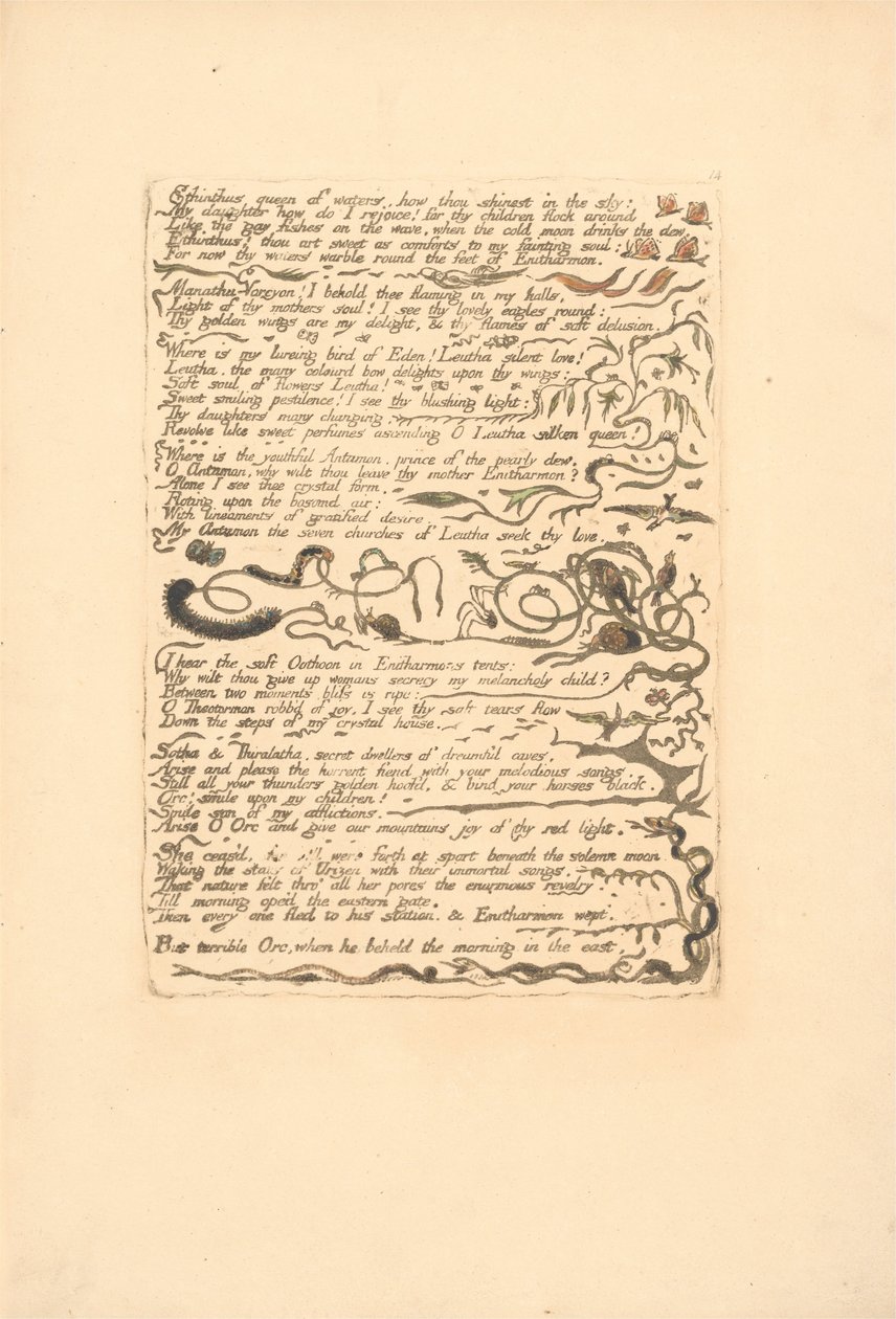 Europa. Proroctwo, ilustracja 16, Etyntus królowa wód. . . . (Bentley 17) autorstwa William Blake