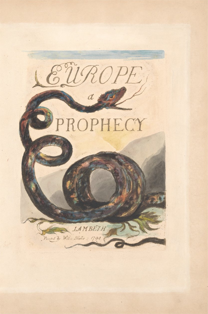 Europa. Proroctwo, tablica 2, strona tytułowa autorstwa William Blake