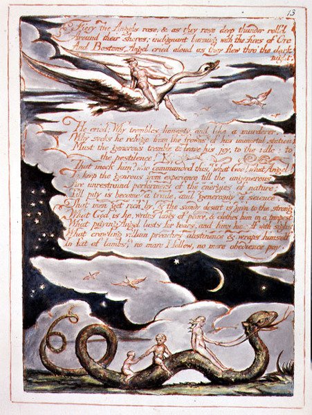 „Ognista róża aniołów”, płyta 11 z „Ameryka, proroctwo” autorstwa William Blake
