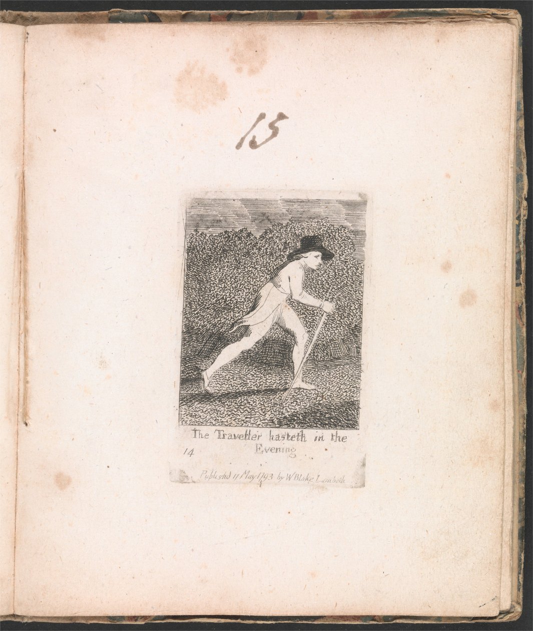 Dla dzieci. Bramy raju, ilustracja 16, Podróżnik śpieszy wieczorem autorstwa William Blake
