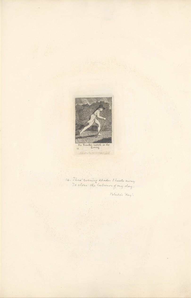 Dla płci - Wrota raju, płyta 16, Podróżnik śpieszy wieczorem autorstwa William Blake