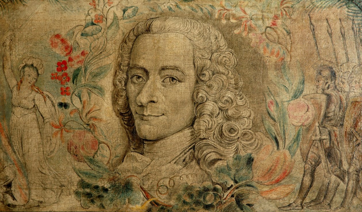 Francois Marie Arouet – Voltaire, ok. 1800 (tempera na płótnie) autorstwa William Blake