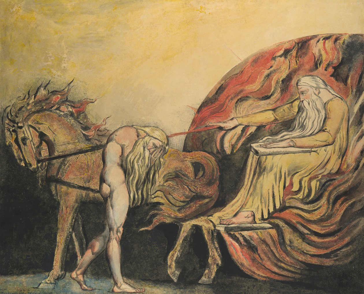Bóg sądząc Adama, ca. 1795. autorstwa William Blake